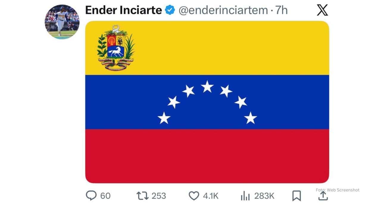 Peloteros venezolanos se pronuncian tras captura de Nicolás Maduro Publicación de Ender Inciarte en redes sociales sobre Venezuela