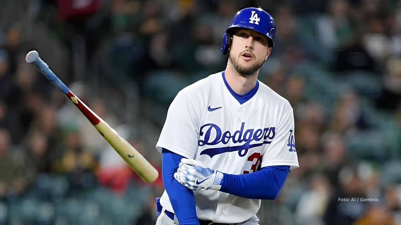 Kyle Tucker con el uniforme de Los Angeles Dodgers