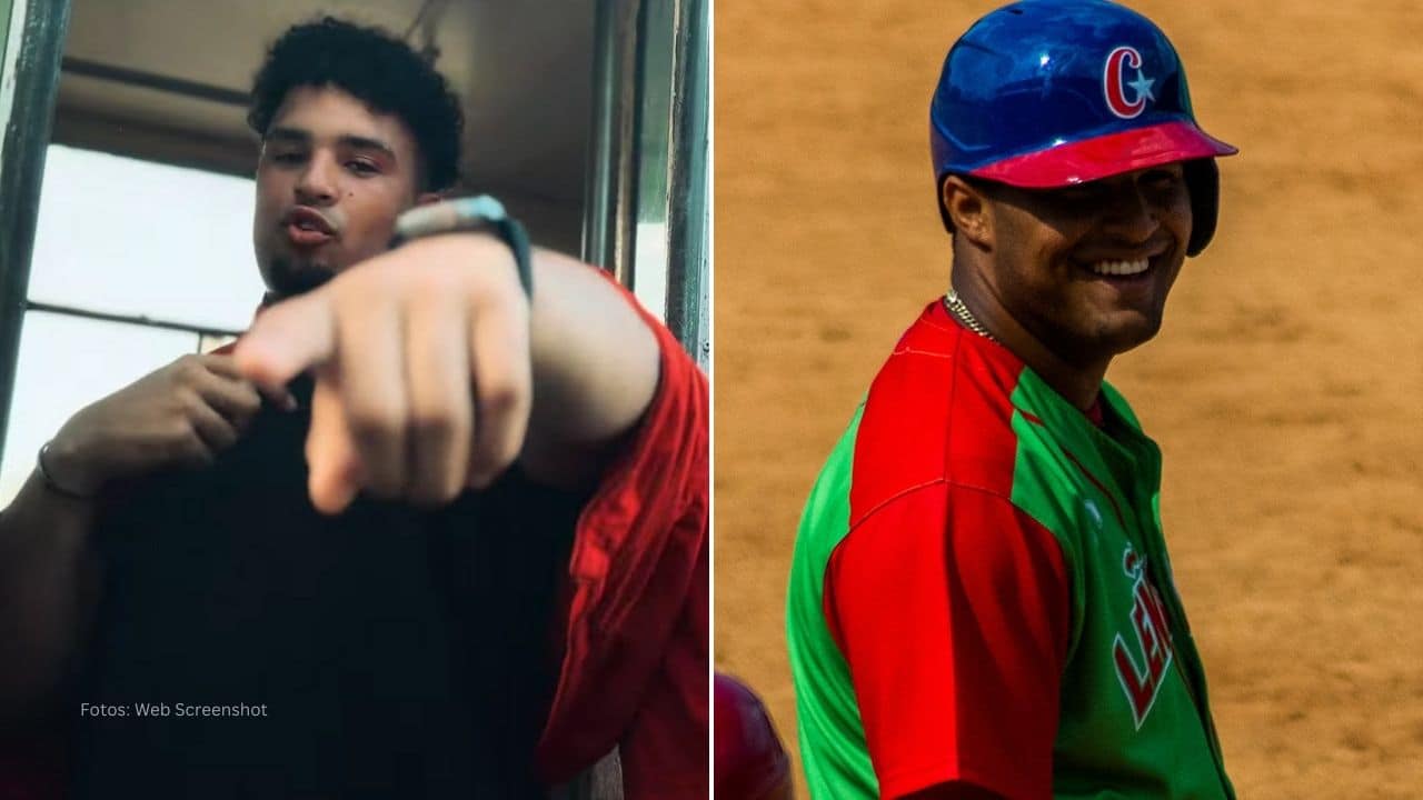 Jean Lucas Baldoquín en un video musical y con el equipo de Las Tunas en la Serie Nacional